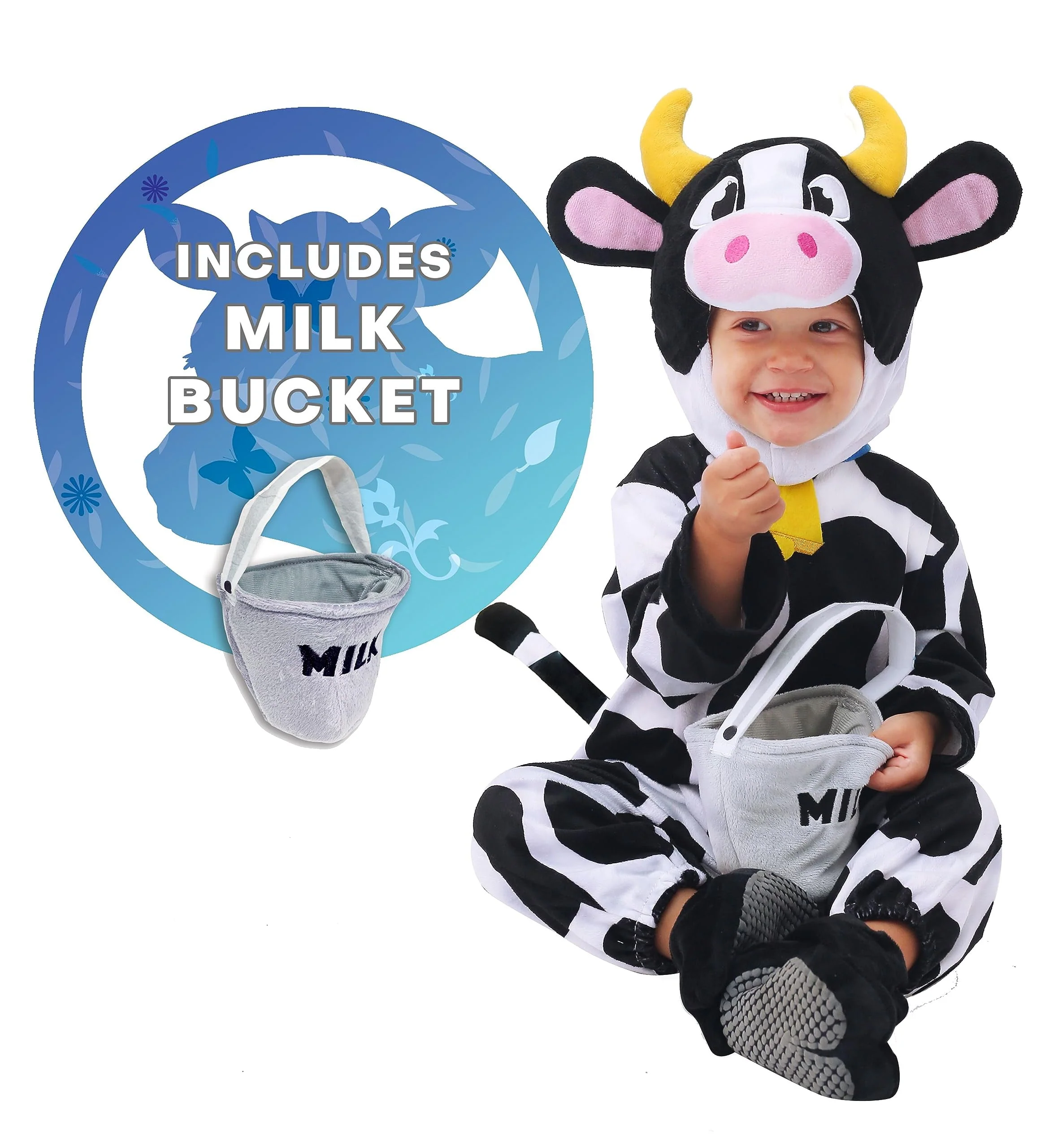 Joyfy Baby Cow Costume with Milking Bucket for Toddler, Kids Halloween Farm Party Dress up Role Playing Cosplay 0-5 Years - Image 10