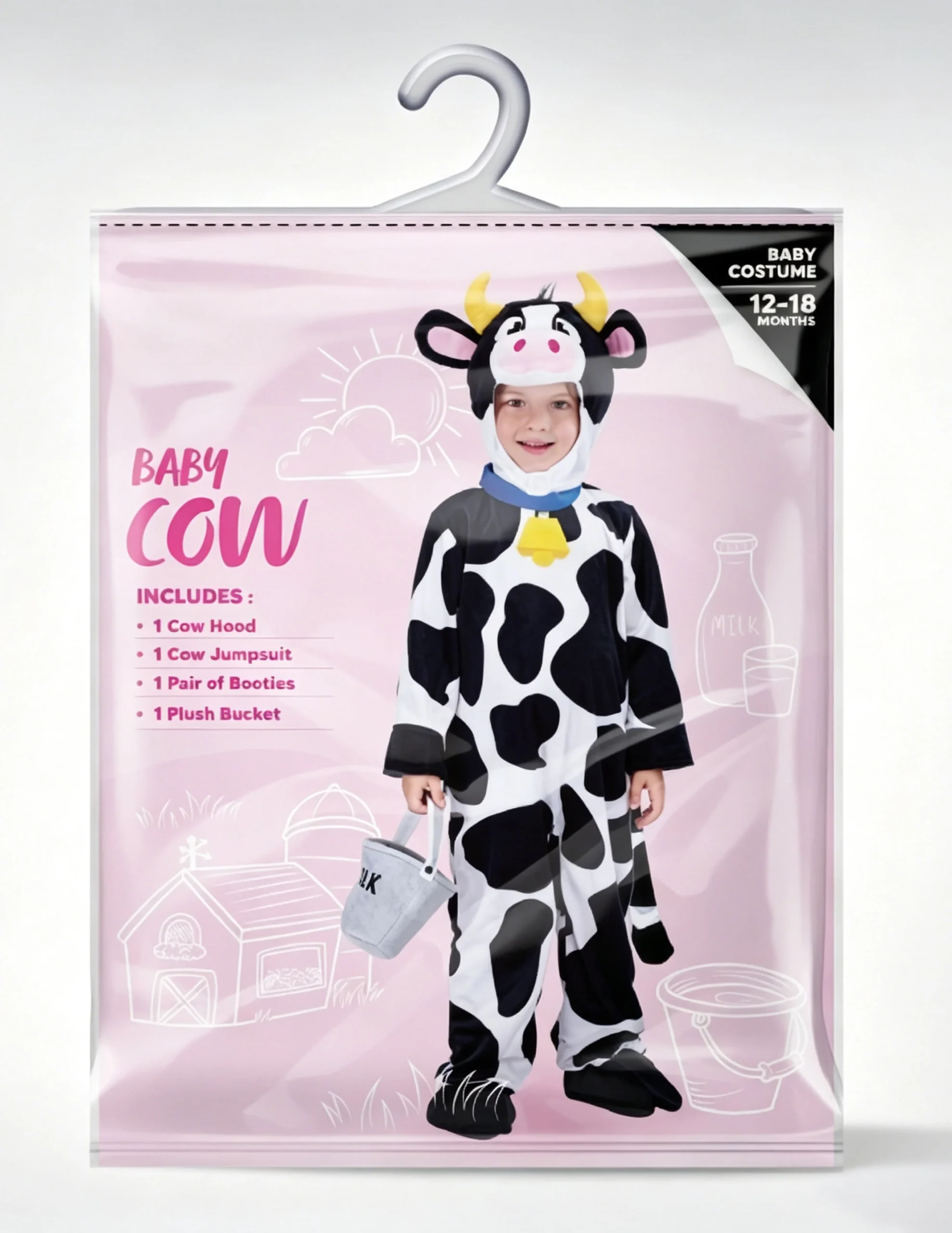 Joyfy Baby Cow Costume with Milking Bucket for Toddler, Kids Halloween Farm Party Dress up Role Playing Cosplay 0-5 Years - Image 11