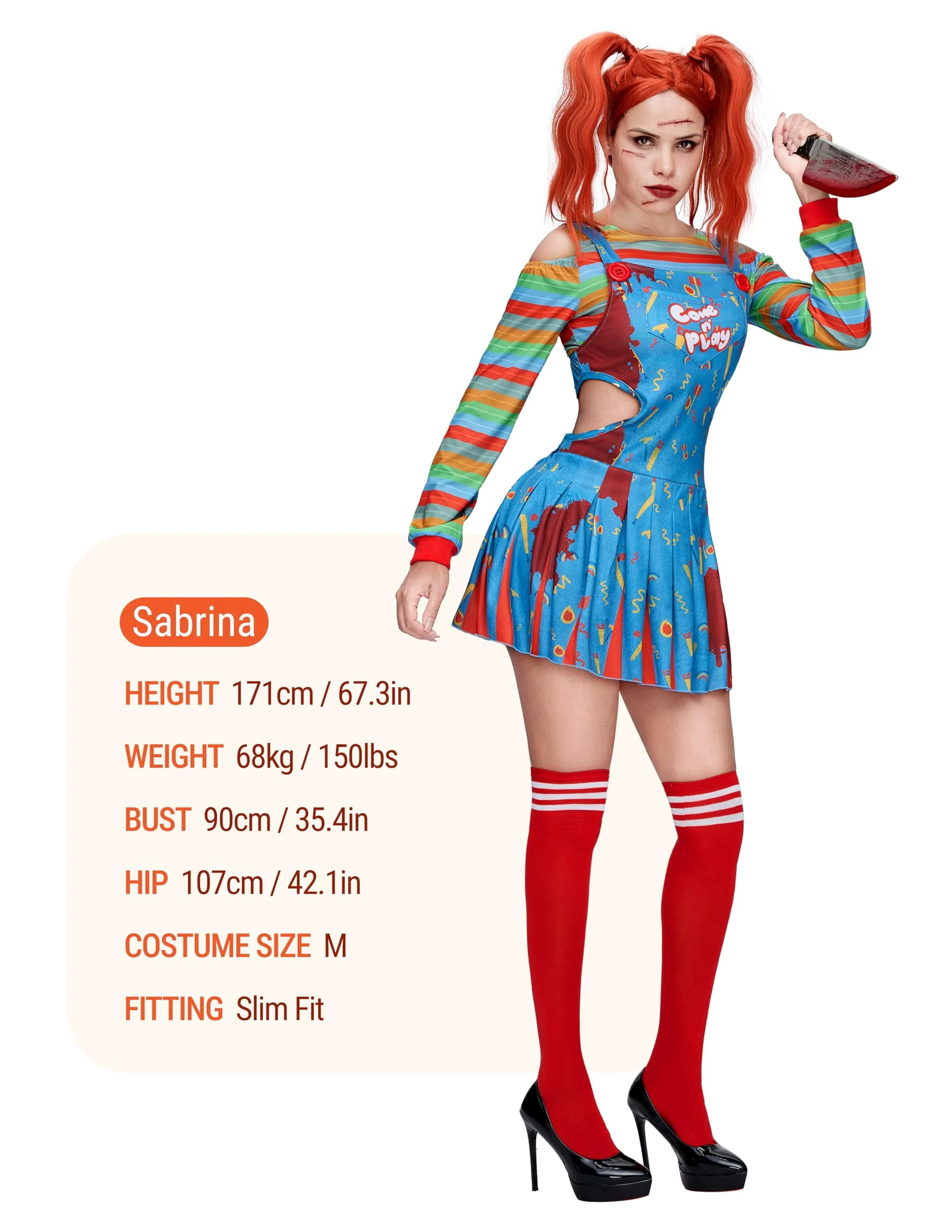 Joyfy Creepy Doll Costume for Women, Family Matching Killer Doll Costume for Halloween Fancy Dress up Cosplay - Image 5