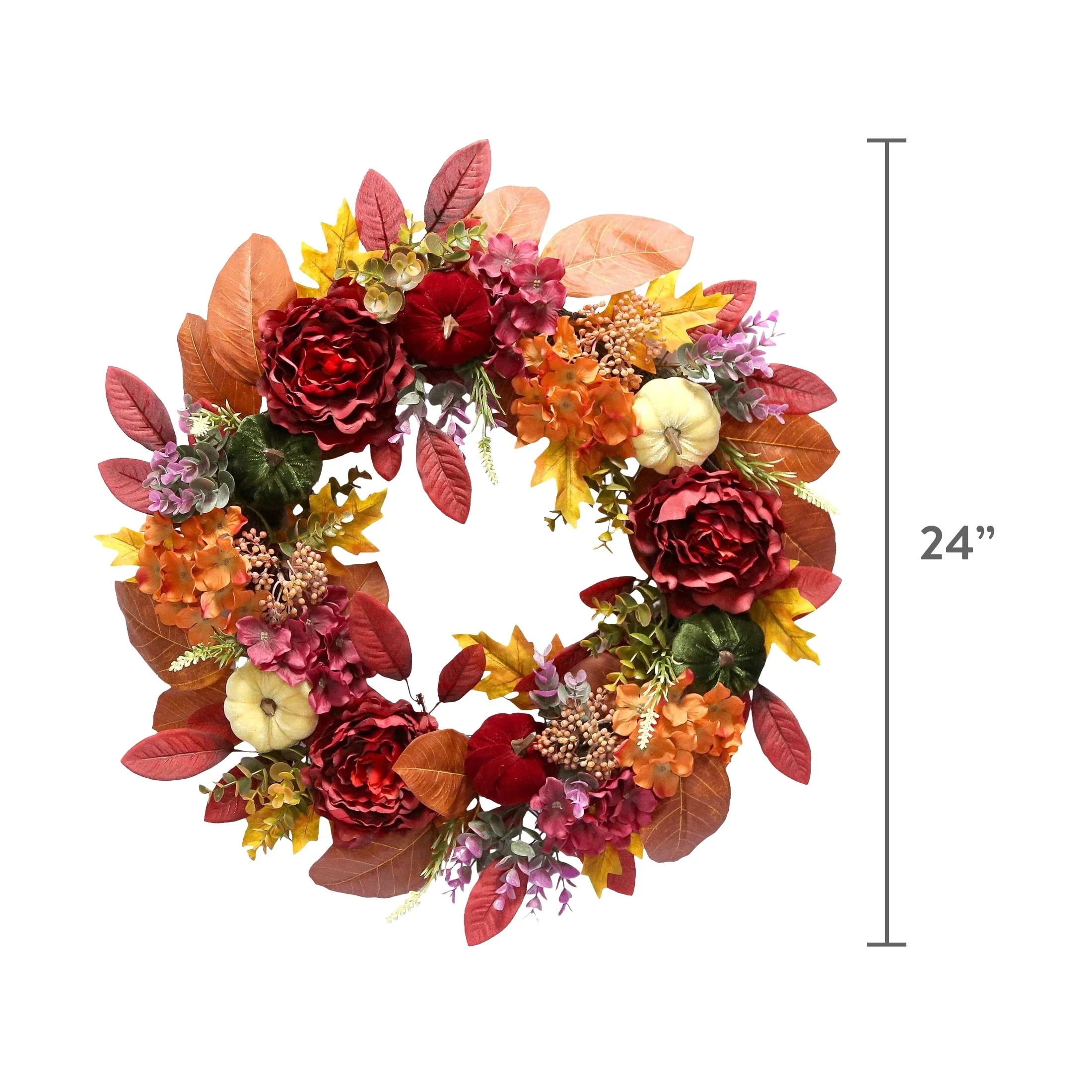 Peonies and Hydrangeas Wreath, Multicolor, 24", Fall by Way To Celebrate - Image 6