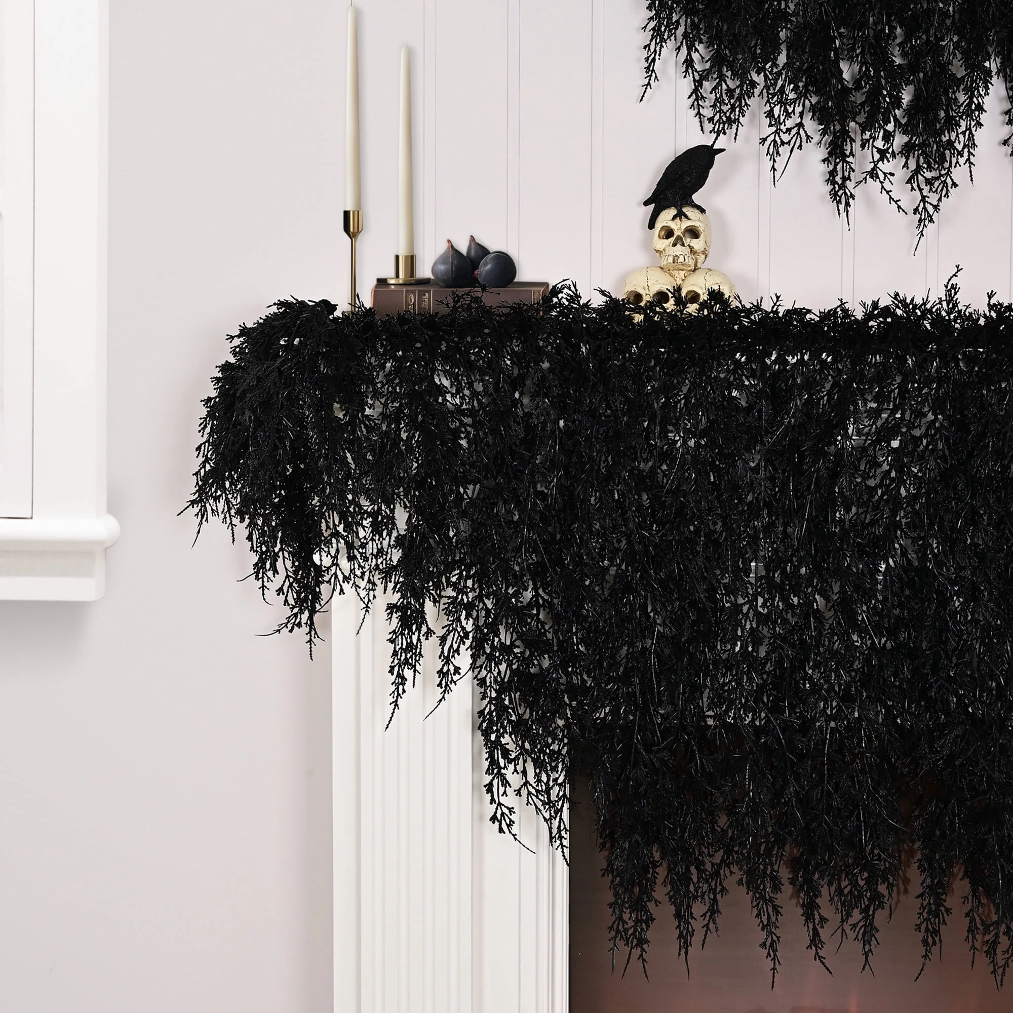 My Texas House Halloween Drapey Faux Cedar Garland, Black, 6' - Image 6