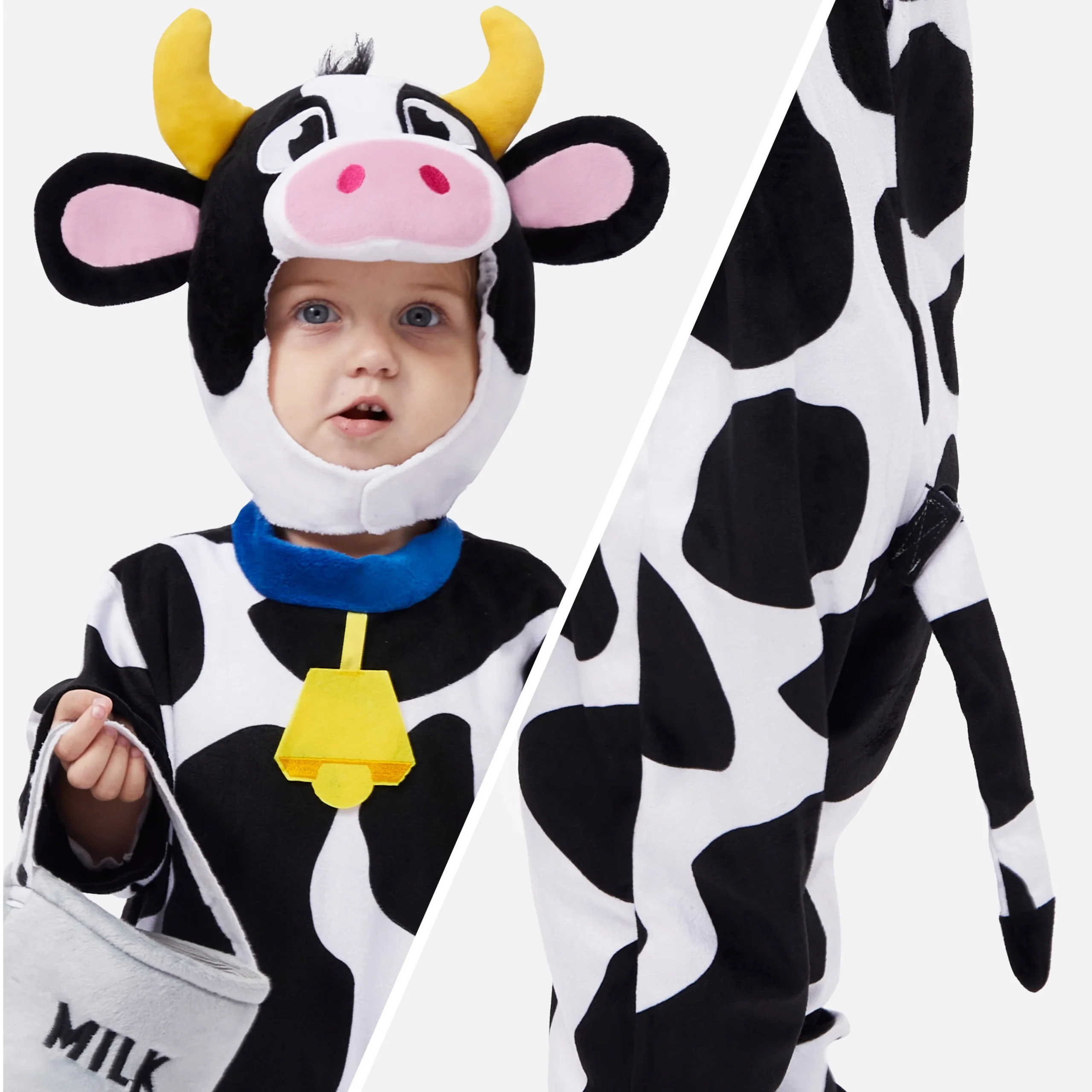 Joyfy Baby Cow Costume with Milking Bucket for Toddler, Kids Halloween Farm Party Dress up Role Playing Cosplay 0-5 Years - Image 4