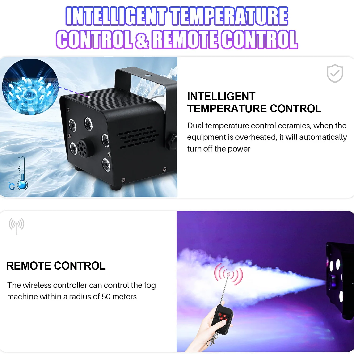 Fog Machine Smoke 550W 5 three-in-one RGB Light Beads Smoke Machine with Remote Control for Party Stage - Image 5