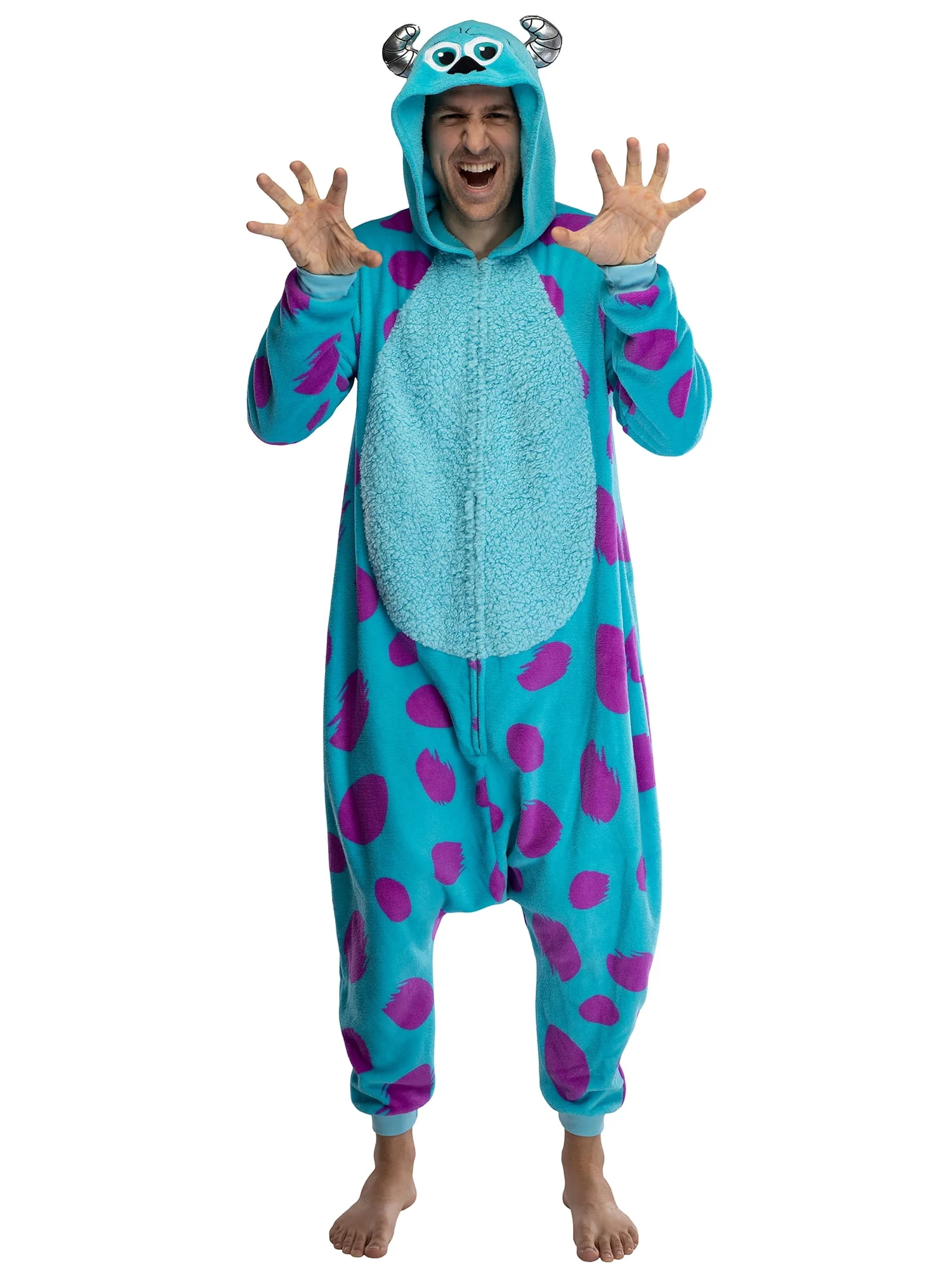 Disney Monsters Inc. Adult Sulley Kigurumi Sherpa Fleece Cosplay Costume One-Piece Union Suit (L/XL) - Image 5