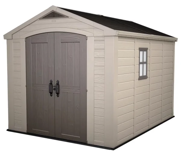 Keter Resin Outdoor Storage Shed, Taupe, 8 x 11 Foot - Factor